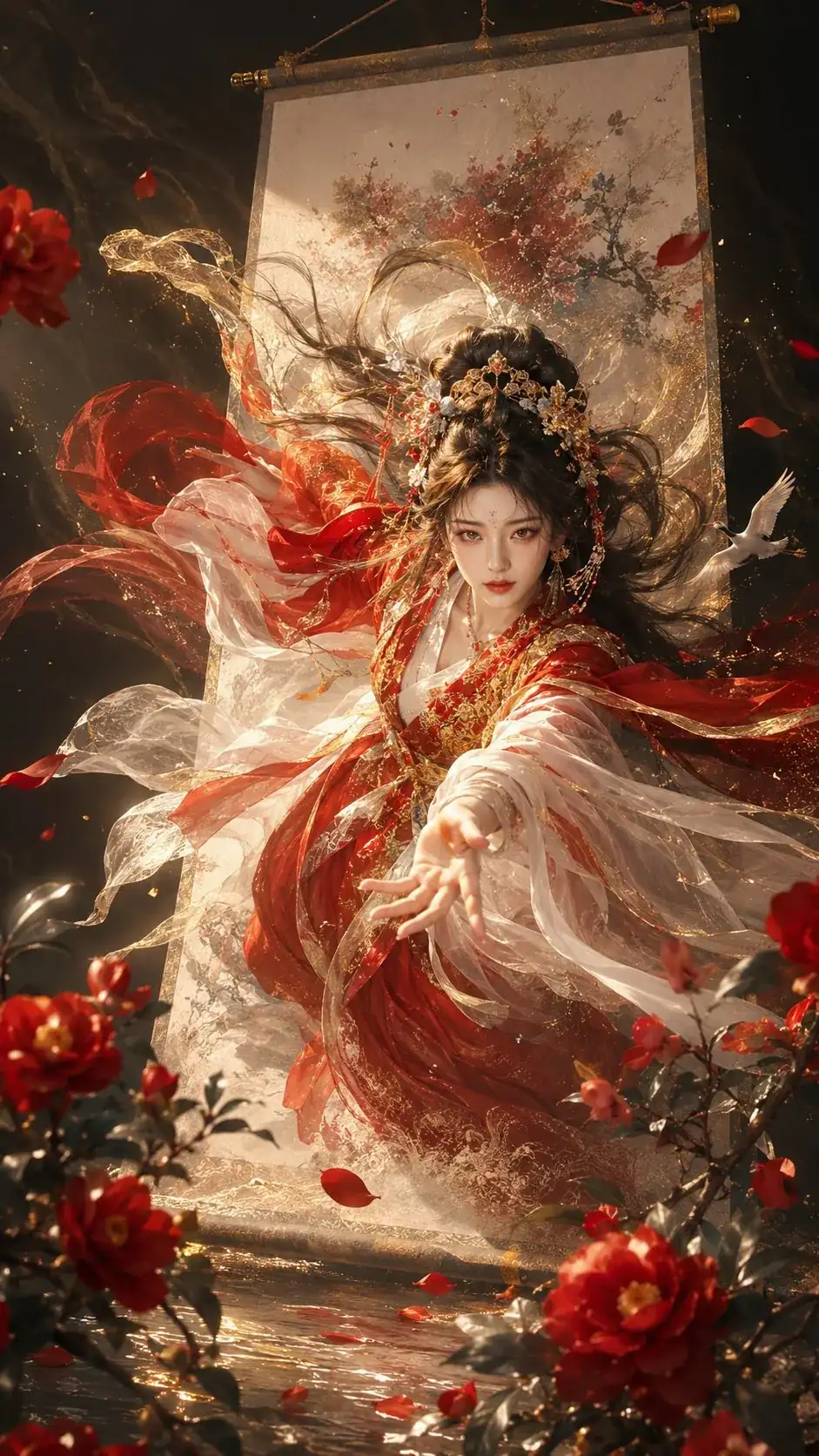 画中美人破卷而出东方奇幻海报 prompt cover 2