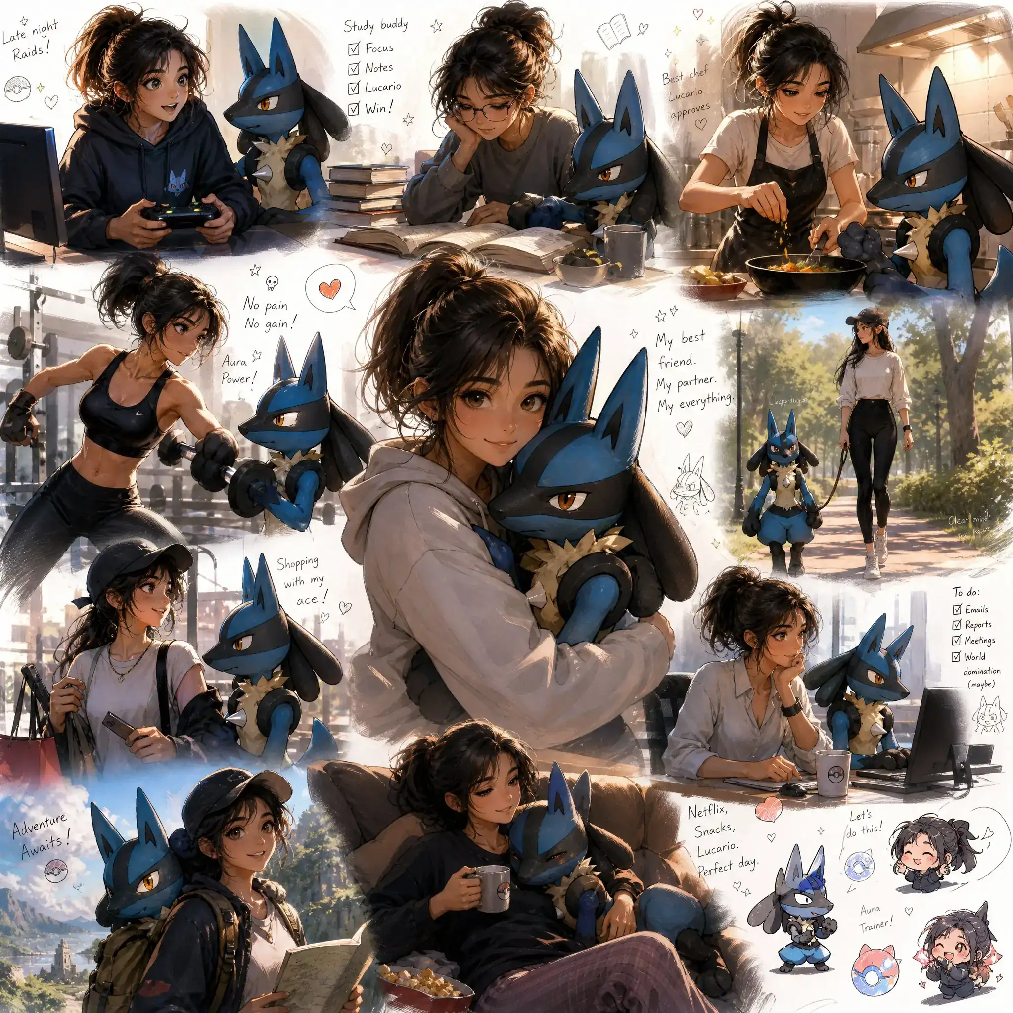 极精细宝可梦皮克斯动漫风格生活速写剪贴画 prompt cover