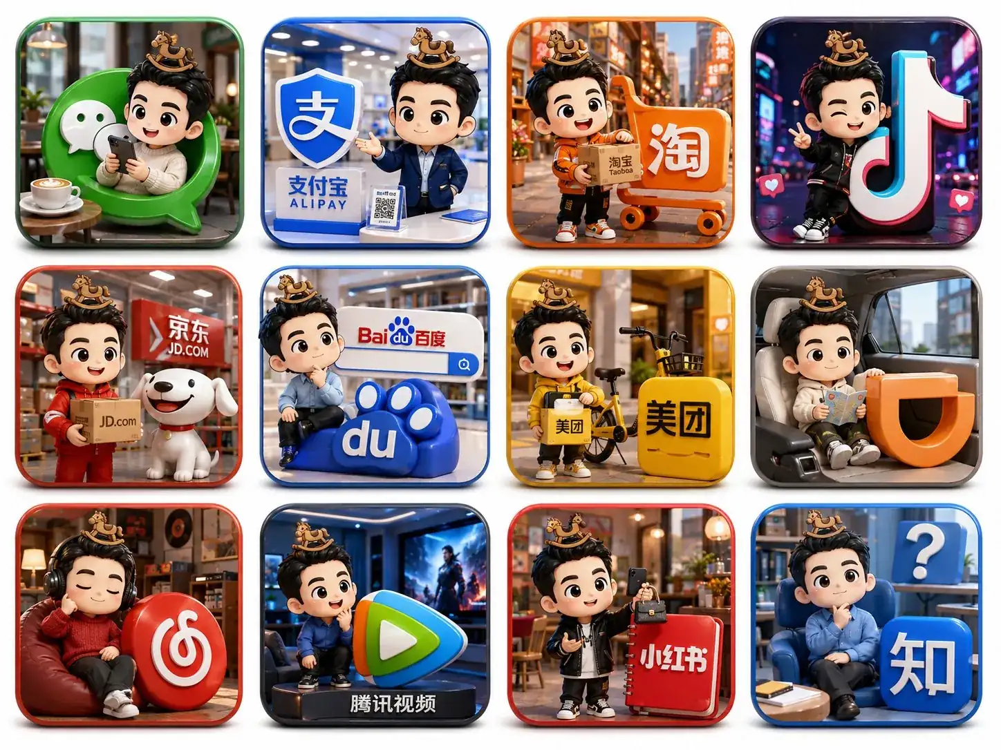 热门国内应用3D图标设计 prompt cover