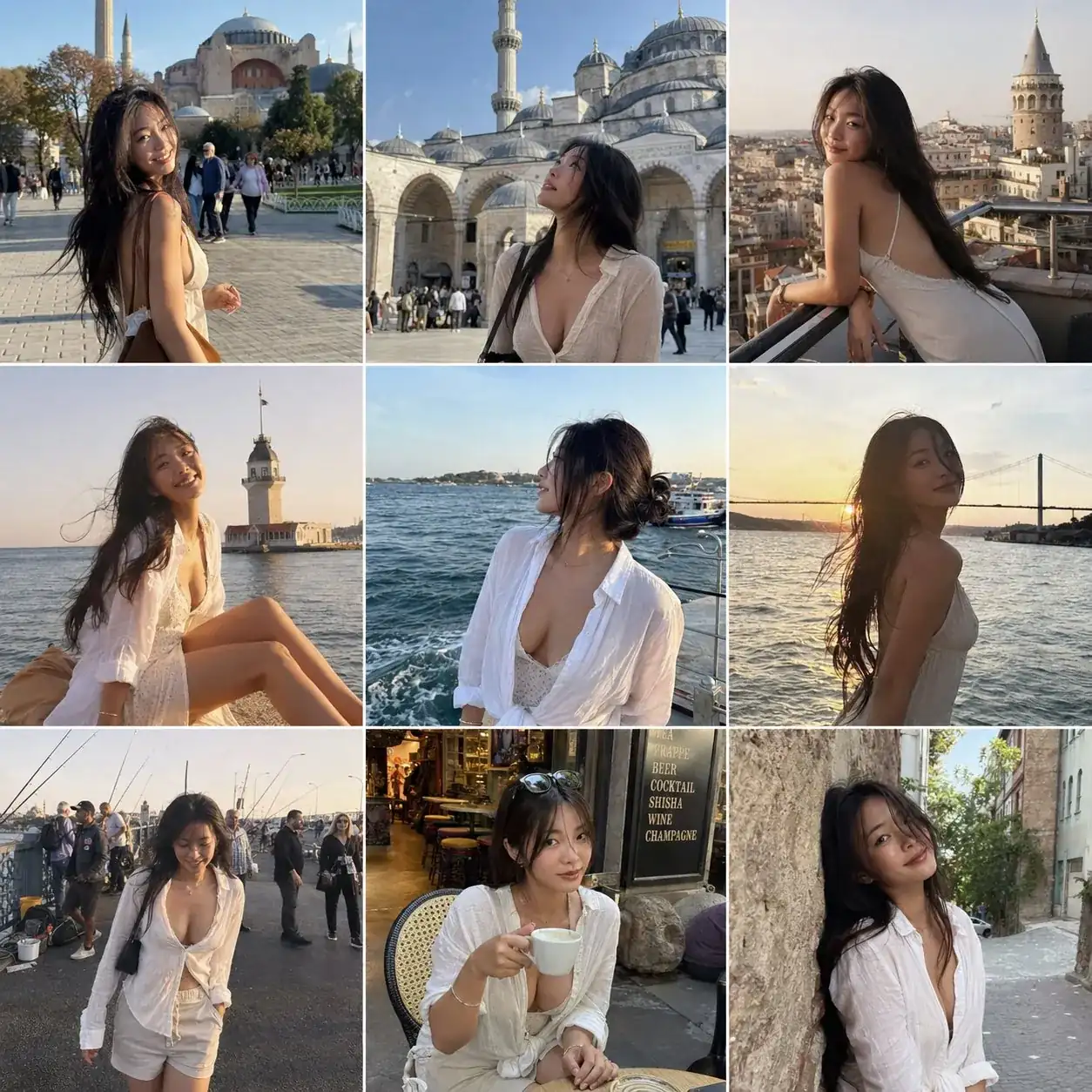 伊斯坦布尔魅力女性自然旅拍九宫格组图 prompt cover