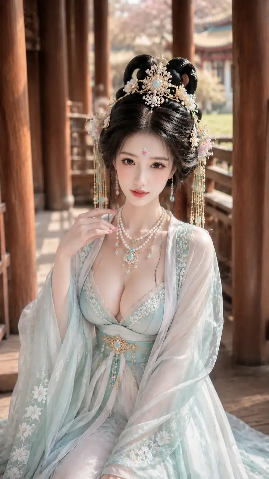 绝美古风女子亭台意境 prompt cover 2